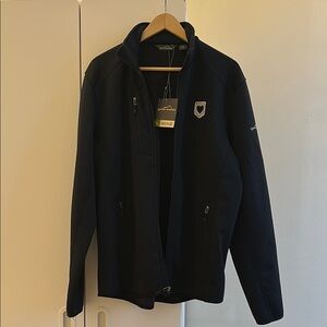 Eddie Bauer Black Bomber Jacket with Stand-Up Collar